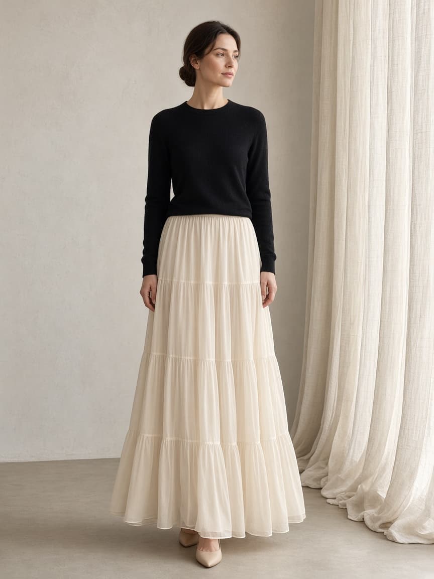 Kherson Silk Georgette Maxi Skirt